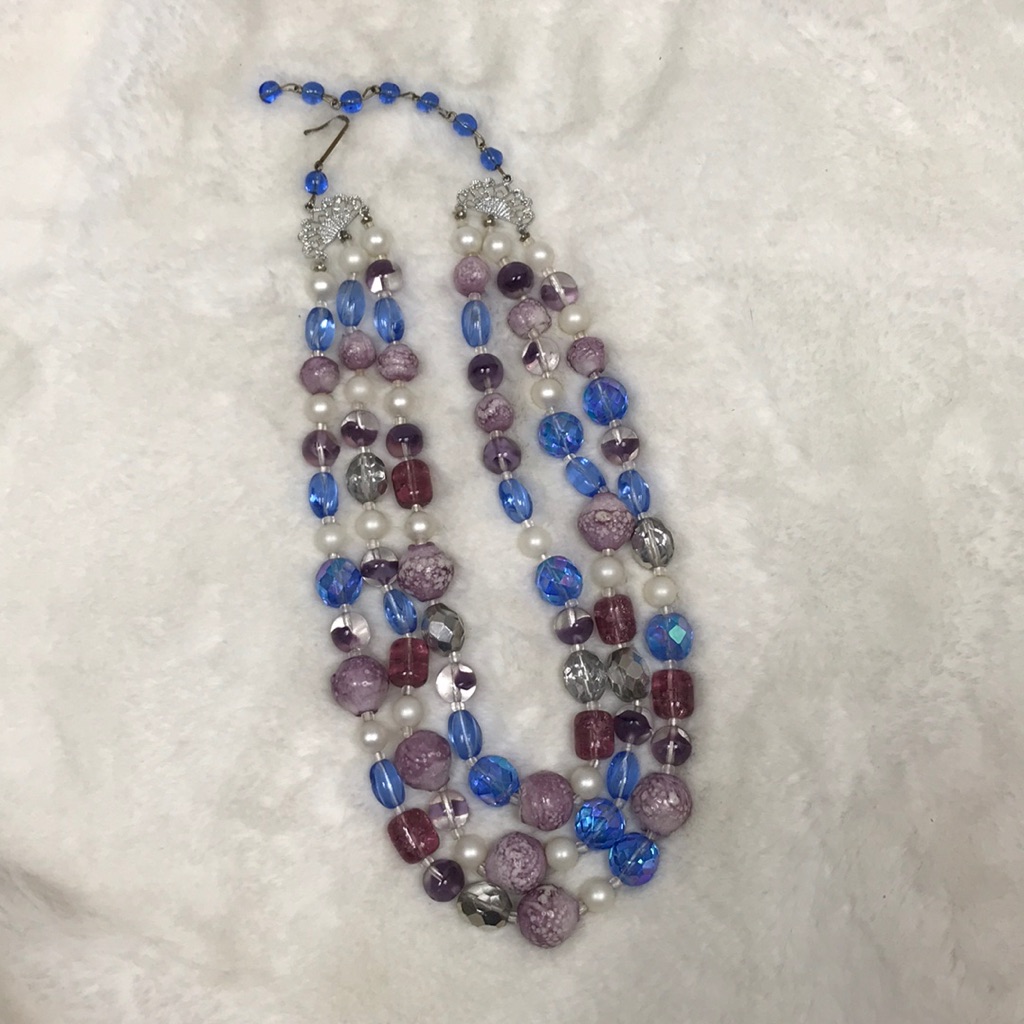 Western Germany Vintage Three Stand Bead Necklace